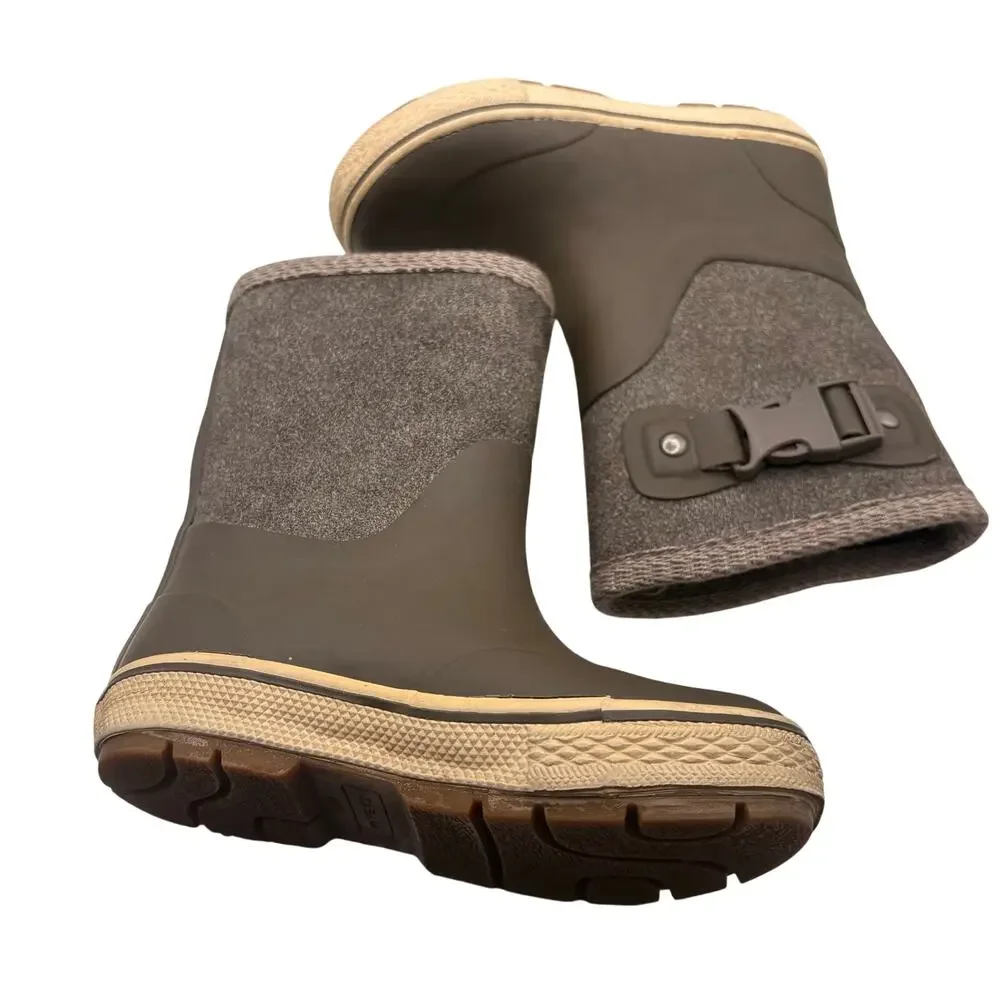 Zara Kids Waterproof Winter Rain Boots 24/25 Gray Rubber Felt Insulated Neutral